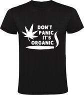 Don't panic it's organic Heren t-shirt | wiet | drugs | marijuana | joint | coffeeshop | skaters | kado | Zwart