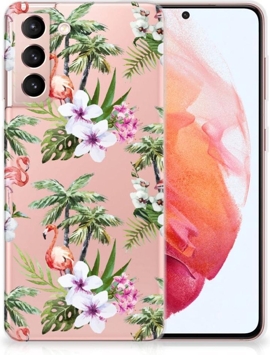 Samsung Galaxy S21 TPU Hoesje Flamingo Palms
