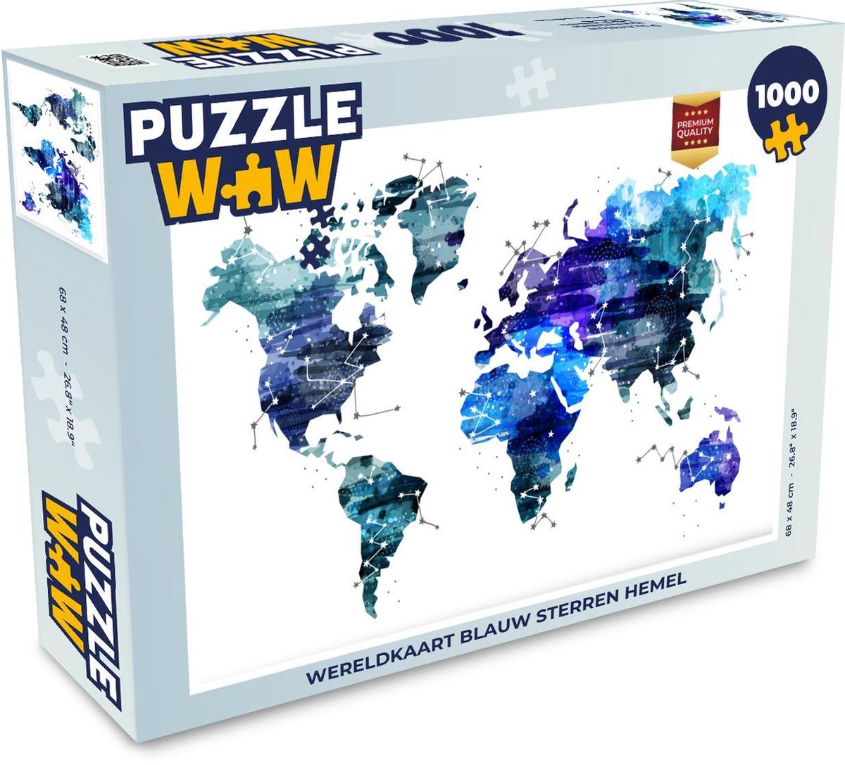 Afbeelding van product Puzzel 1000 stukjes volwassenen Eigen Wereldkaarten 1000 stukjes - Wereldkaart Blauw Sterren Hemel - PuzzleWow heeft +100000 puzzels