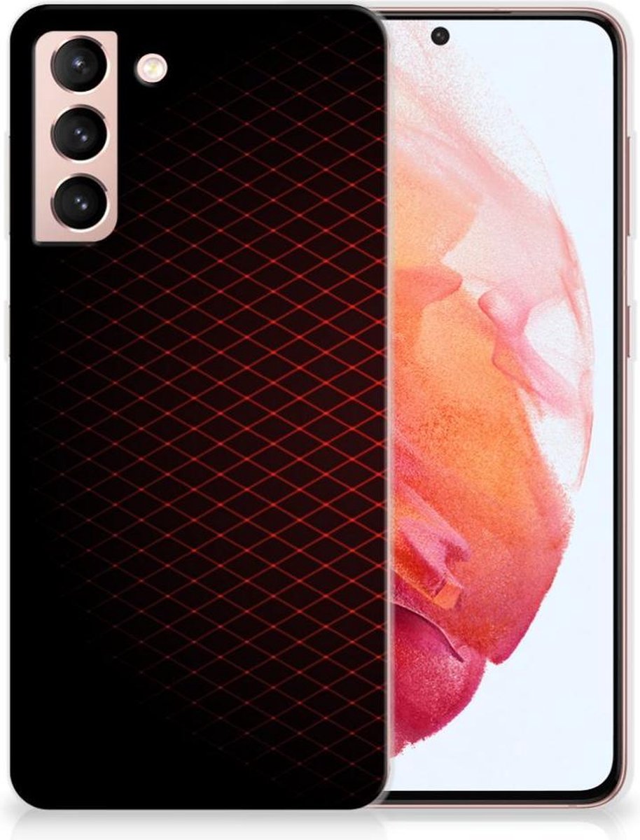 Back Cover voor Samsung Galaxy S21 TPU bumper Geruit Rood