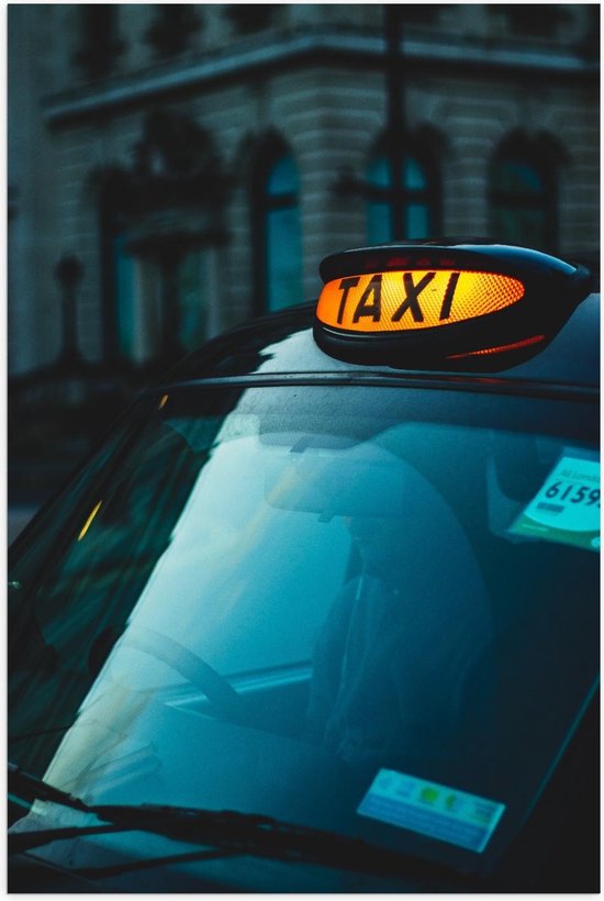 Poster - Geel Taxi Bord - Foto op Posterpapier