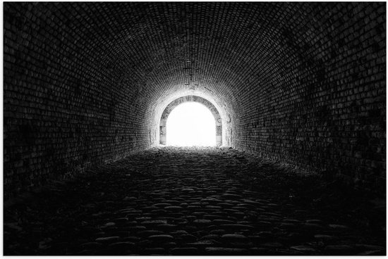 Poster - Donkere Tunnel (zwart-wit) - Foto op Posterpapier