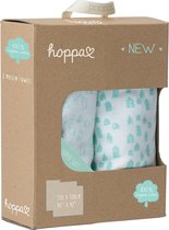 Hoppa - Duo-pack (2 swaddles) - Houses white/mint - One size
