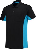 Tricorp Poloshirt Bicolor Naden 202002 Zwart / Turquoise - Maat 3XL
