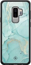 Samsung S9 Plus hoesje glass - Marmer mint groen | Samsung Galaxy S9+ case | Hardcase backcover zwart