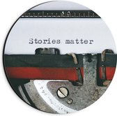 Dibond Wandcirkel - ''Stories Matter'' op Typmachine  - 20x20cm Foto op Aluminium Wandcirkel (met ophangsysteem)