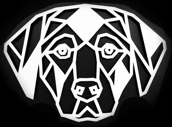 Houten Dierenkop • Houten Hond • Dierenkop Hond • Extra Groot • Wit MDF • Houten Dier • Wandecoratie