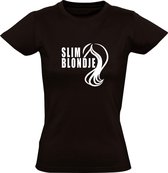Slim blondje Dames t-shirt | blond |blondine | grappig | cadeau | Zwart