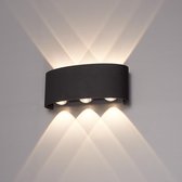 HOFTRONIC™ Dimbare LED Wandlamp Zwart - 6 Watt - Tulsa - 3000K - Tweezijdig oplichtend - IP54 Waterbestendig