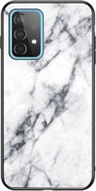 Marble Glass Back Cover - Samsung Galaxy A52 / A52s Hoesje - Wit