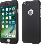 Geschikt voor iPhone SE (2020) / 7 / 8 hoesje armor case 360 met tempered glass - zwart