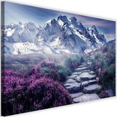Schilderij Stenen bergpad, 2 maten, paars/blauw, Premium print