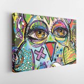 Abstract digital painting artwork of doodle owl, colored poster print pattern, vector illustration  - Modern Art Canvas  - Horizontal - 1050353363 - 80*60 Horizontal