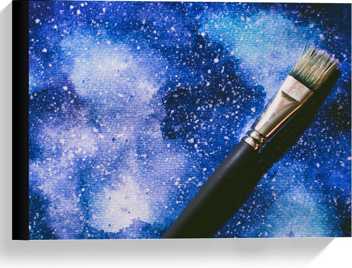 Canvas  - Kwast bij Galaxy Print van Verf - 40x30cm Foto op Canvas Schilderij (Wanddecoratie op Canvas)