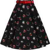 Hell Bunny Petals Hearts 50's Swing Rok Zwart