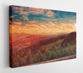 Onlinecanvas - Schilderij - Clouds Daylight Forest Landscape Art Horizontal Horizontal - Multicolor - 40 X 50 Cm