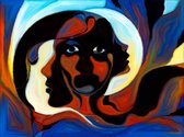 Stained Glass Forever series. Backdrop of color fragments, shape patterns and symbols on the subject of art, space division and design  - Modern Art Canvas  - Horizontal - 77596792