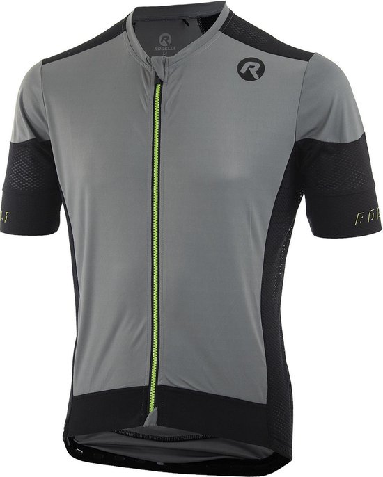 Rogelli Rise Cycling Shirt - Homme - Manches courtes - Taille S - Gris / Noir / Fluor
