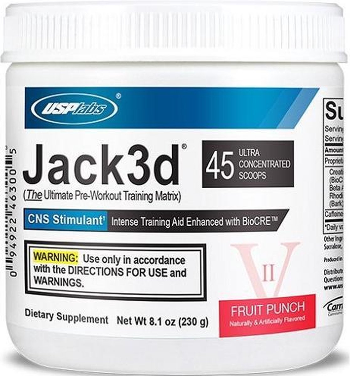 Jack3d Advanced - Fruit Punch – USP Labs – Pre Workout - 45 doseringen