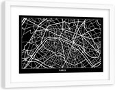 Foto in frame , Plattegrond in Zwart wit , 120x80cm , Zwart wit , wanddecoratie