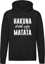 Hakuna Matata drink wijn Hoodie| sweater | drank | hakuna matata | kado | wijn | trui | unisex | capuchon