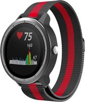 Milanees Smartwatch bandje - Geschikt voor  Garmin Vivoactive 3 Milanese band - zwart/rood - Horlogeband / Polsband / Armband