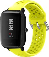 Siliconen Smartwatch bandje - Geschikt voor  Xiaomi Amazfit Bip siliconen bandje met gaatjes - geel - Horlogeband / Polsband / Armband