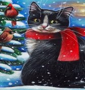 Lenks Diamond painting kat in kerstsfeer 40 X 50cm ronde steentjes full paint Diamond Paint