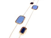 Zilveren halsketting halssnoer collier roos goud verguld Model Color Power gezet met blauwe stenen