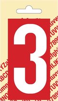 Pickup Plakcijfer kunststof 90 mm - rood met wit 3 Nobel mono bordje