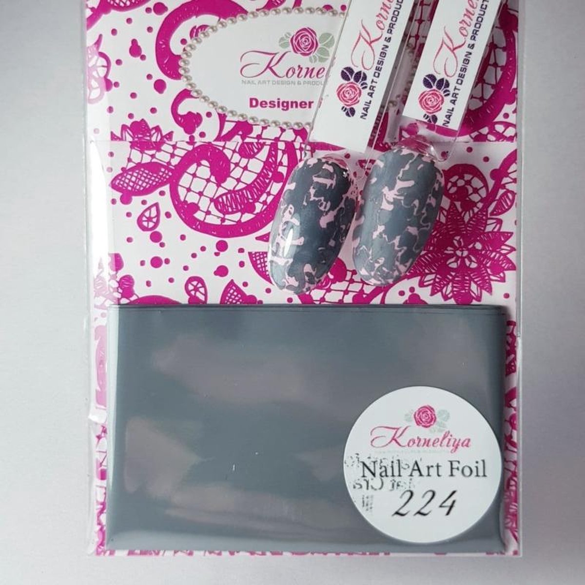 Goedkoopste Korneliya Nailart folie - Transfer folie - Nagel Folie Mat CraquelÃ© Duif Grijs 224