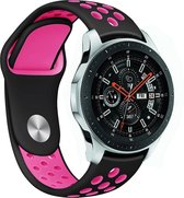 Siliconen Smartwatch bandje - Geschikt voor  Samsung Galaxy Watch sport band 46mm - zwart/knalroze - Horlogeband / Polsband / Armband