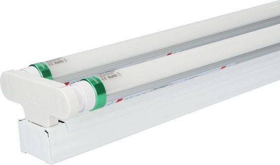 HOFTRONIC - LED TL armatuur 120cm Dubbel - T8 fitting - flikkervrij - 6000K Daglicht wit licht - 36W 5760lm (160lm/W) vervangt 82 Watt - 5 jaar garantie