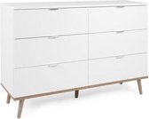 Ladekast met 6 lades - Wit sonoma eiken decor - L 120 x D 86.5 x H 40 cm - GOTEBORG