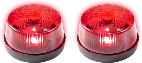 2x Rode politie LED zwaailampen/zwaailichten met sirene 7 cm - Zwaailamp/zwaailicht - Speelgoed of themafeest - Feestlamp
