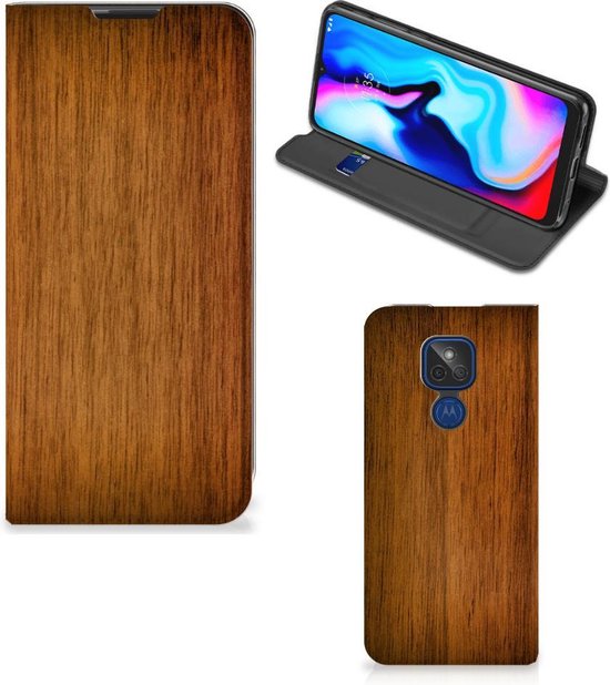 Etui Support Motorola Moto G9 Play Etui Téléphone Bois Foncé
