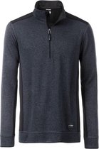 James and Nicholson Heren Gebreide werkkleding Fleece Half-Zip (Koolstofgrijs Melange/Zwart)