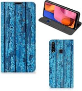 Telefoonhoesje Geschikt voor Samsung Galaxy A20s Magnet Case Wood Blue