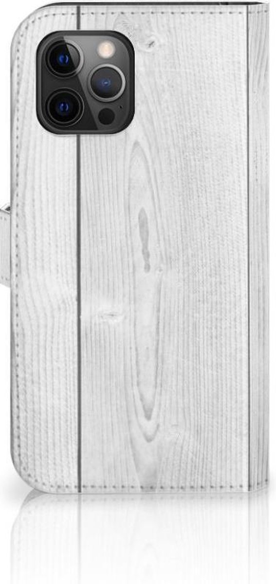 Apple iPhone 12 Pro Max Book Style Case White Wood
