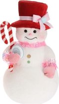 Sneeuwpop met Zuurstok - Rode Hoed - 39 cm