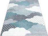 Kindertapijt met wolken Grijs-Blauw-Wit