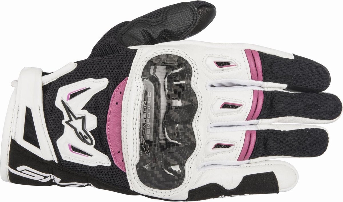 Alpinestars Stella SMX-2 Air Carbon V2 Zwart Wit Fuchsia - Handschoen