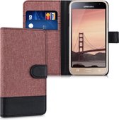 kwmobile telefoonhoesje voor Samsung Galaxy J3 (2016) DUOS - Hoesje met pasjeshouder in oudroze / zwart - Case met portemonnee