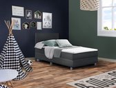 Kinderboxspring Jongens/Meisjes - Inclusief luxe pocketveringmatras - Antraciet - 120x200 cm