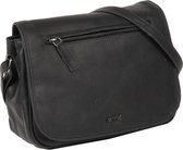 Justified Bags® Yara - Medium - Top Zip - Lederen Crossbody Bag - Zwart