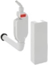 Geberit opbouwbuisreukafsluiter voor vaat of wasmachines PP met bevestigingsmateriaal voor montage tegen de muur en witte afdekplaatjes