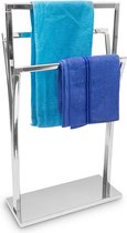 Relaxdays handdoekenrek rvs-look 3 stangen, handdoekenhouder, handdoekrek zilver