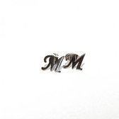 Oorbellen studs letter Alfabet - Zilver (letter M)