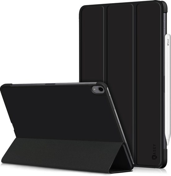 iPad Air 11 2024 hoes en iPad Air 2020 / 2022 Hoes (10.9 inch) - iPad Air 4 / 5 Hoes - Tri-Fold Book Case - Hard Cover - Zwart