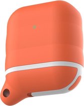 AirPods hoesjes van By Qubix - AirPods 1/2 hoesje siliconen waterproof series - soft case - oranje + wit